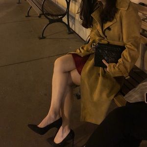 Suede Long Trench Coat
